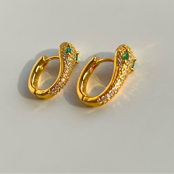 Snake Earrings, snake hoop earrings, gold snake earrings, silver snake earrings - Picture 5 of 9